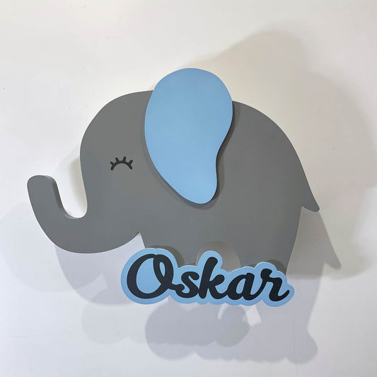 Stenska dekoracija za otroško sobo - slonček z imenom