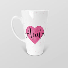 Visoka skodelica s srčkom - personalizirana